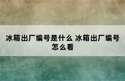 冰箱出厂编号是什么 冰箱出厂编号怎么看